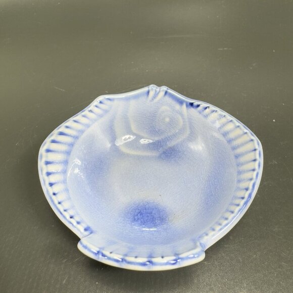 Blue Glazed Japanese Pottery Fish Dish Sushi Dip Plate Dish Bowl Small Stamped - Picture 6 of 13
